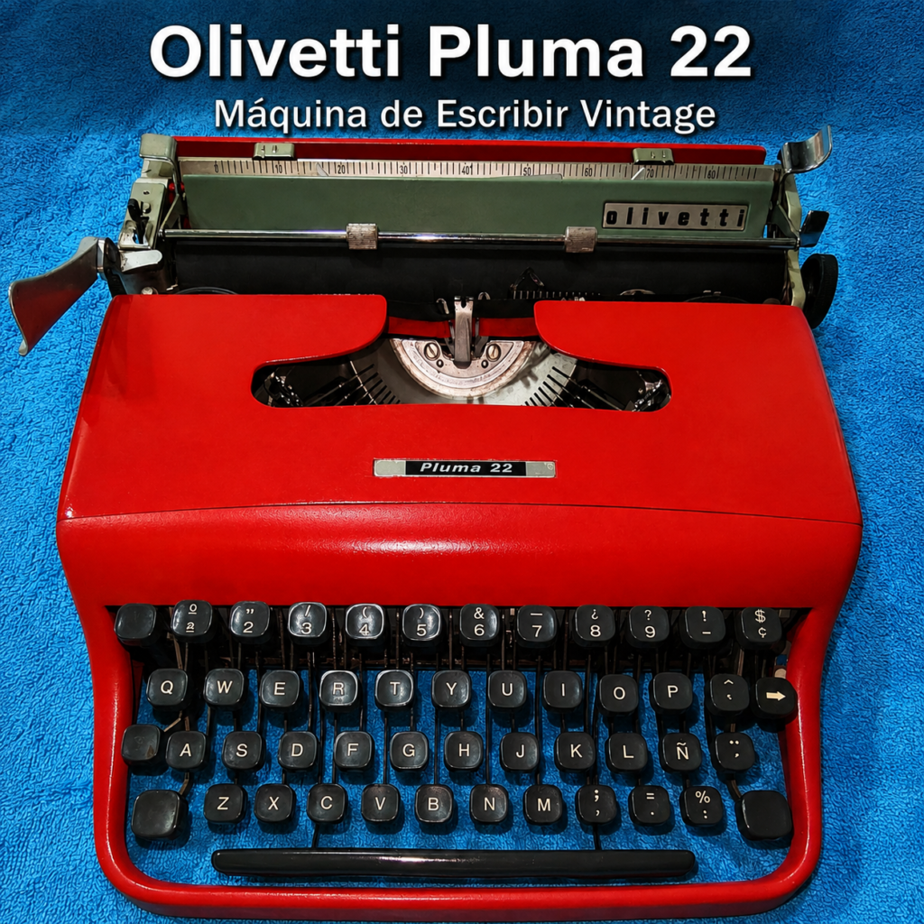 Olivetti Pluma 22 roja máquina de escribir vintage española