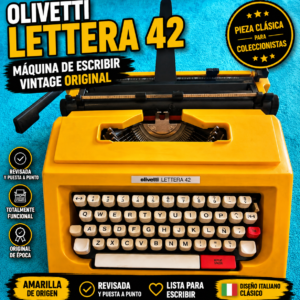 Olivetti Lettera 42 Amarilla Original – Máquina de Escribir Vintage Revisada